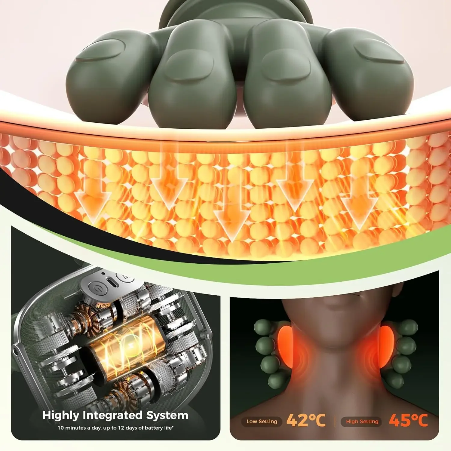 Bionic Finger Neck Shoulder Massager Wireless Neck Cervical Trapezius 4D Kneading Body Back Hand Massage Shawl Brushless Motor image 4