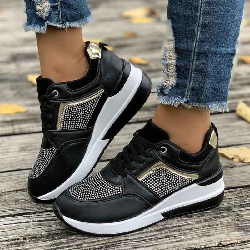 

Summer Color Block Slipsole Large Size Women Casual Breathable Comfort Women Platform Shoes Lace Fashion Women Vulcanized Shoes