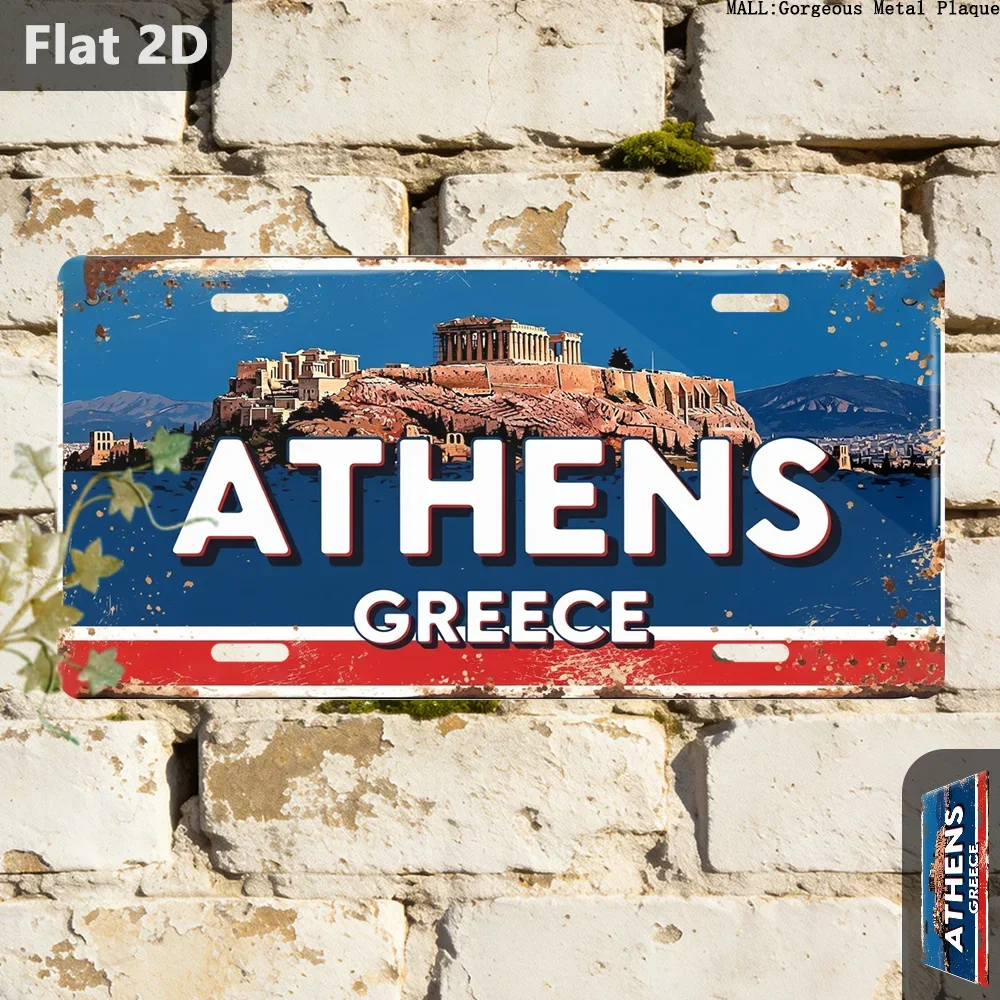 2D Flat, for Decorative Use Only, 2D Flat, [2D Flat] 1pc, Vintage Sign, Athens Greece, Outdoor Plaques& Wall Art, Dad Gift, R