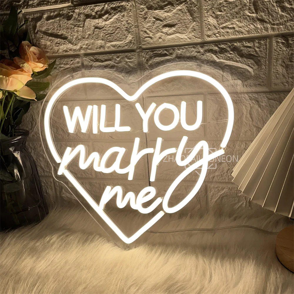 Will You Marry Me Neon Led Signs Wedding Bedroom Decoration Neon Lights USB Party Home Room Wall Decor Wedding Neon LED Signs