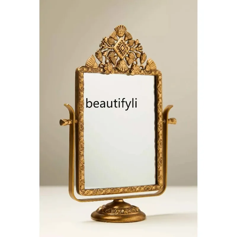 07 Flower Cluster Carved European Style Desktop Makeup Mirror Portable Decorative Mirror