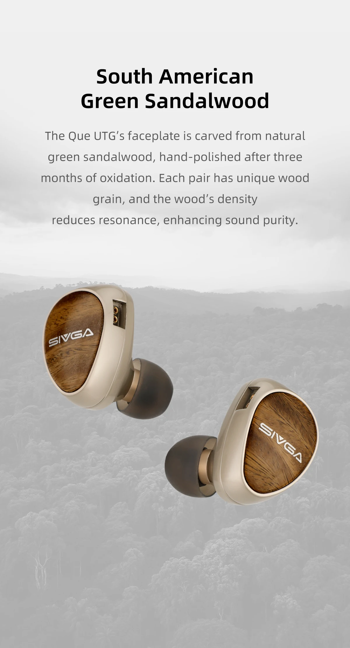 SIVGA Que UTG Flat Glass Diaphragm Dynamic Driver High-Fidelity In-Ear-Kopfhörer mit Kabel, grünes Sandelholz, mit abnehmbarem Kabel – Detail 7