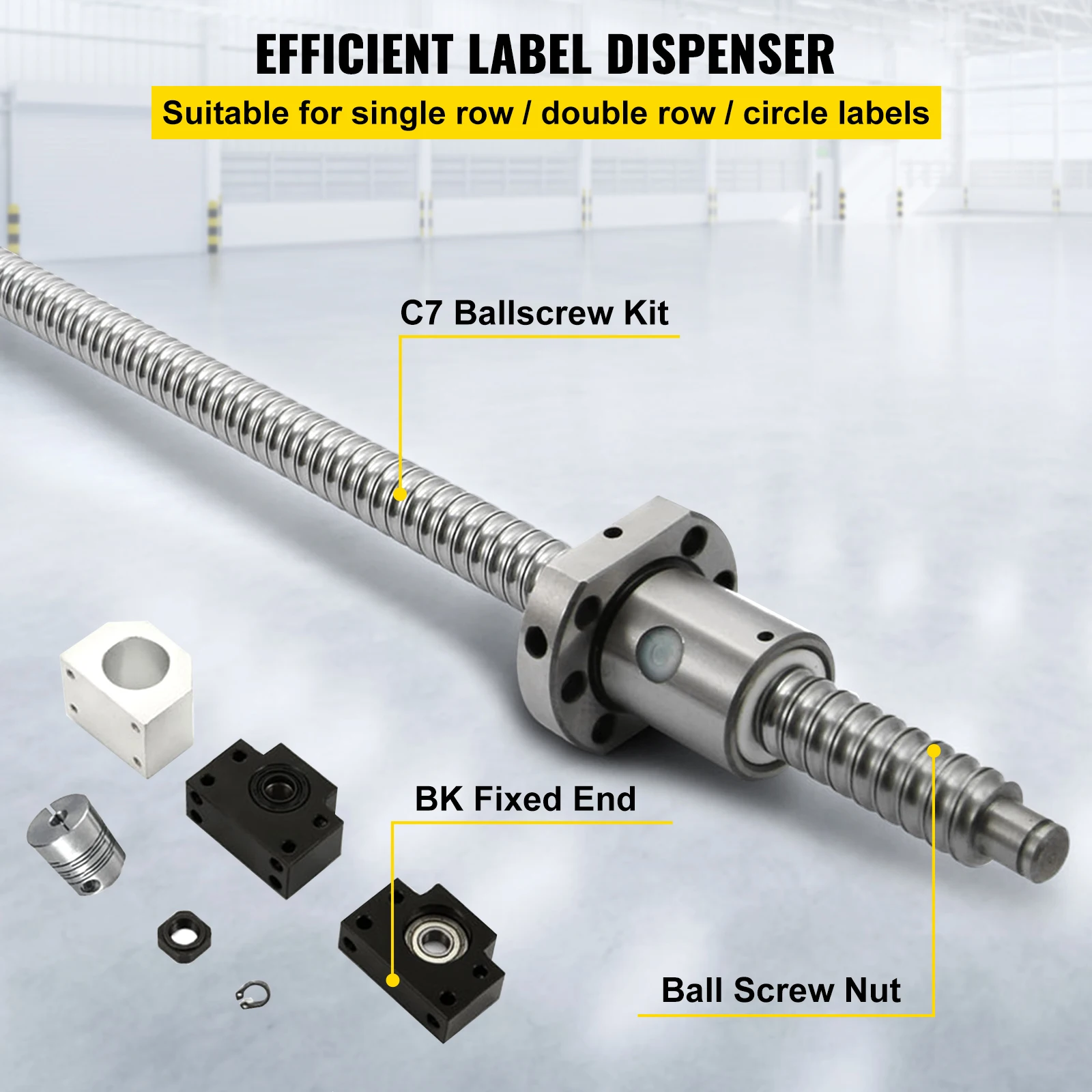VEVOR Set di Viti a Ricircolo di Sfere Anti-Gioco, Diametro 0,63 Pollici SFU1605 5kg Vite a Ricircolo di Sfere per Router CNC, Macchine Utensili, Robot, Apparecchiature di Assemblaggio di Precisione