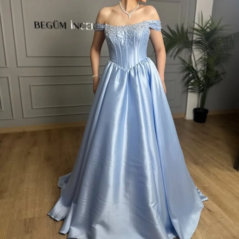 

customized sky blue satin Party Dresses For High Low Cheap Dress Party Prom crystal Gowns Wear Gown