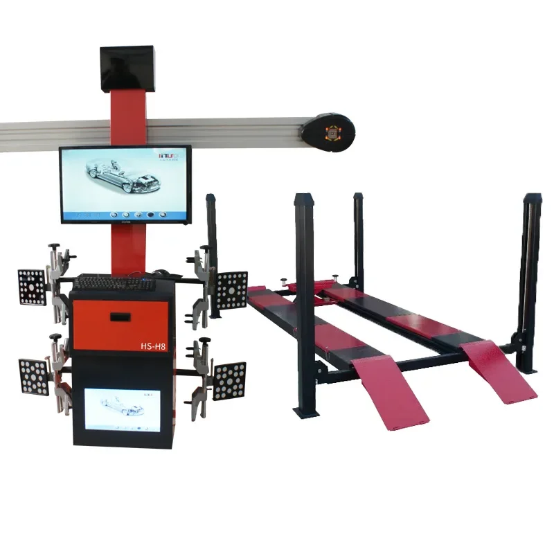 四輪アライメント装置、四柱式地下保管超薄型大型シアー式リフト、スチームトリミングリフトホイール保護装置