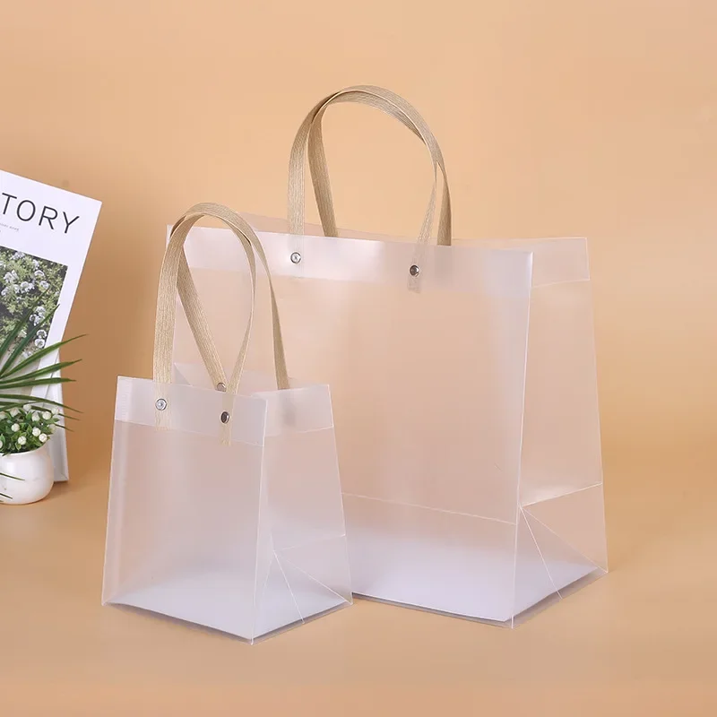 Plastic Gift Bags with Handles Frosted PP Bags Gift Wrapping Flower Package Bag High-quality Translucent Tote Decor Supplies