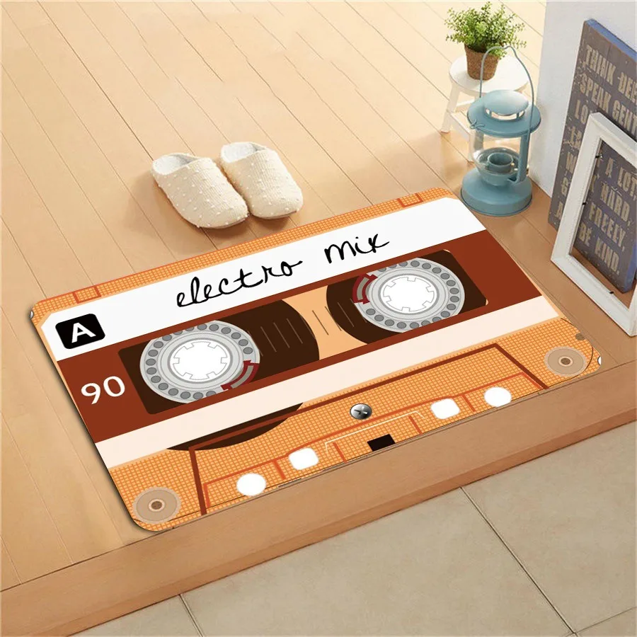 Nostalgic cassette printed floor mat bathroom absorbent mat home decoration bedroom kitchen living room entrance entrance carpet