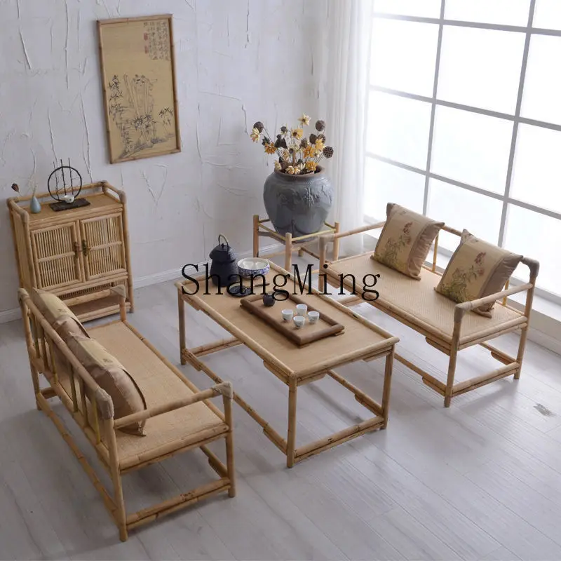 

CL bamboo and rattan sofa lazy recliner leather balcony B & B tea room household computer bedroom courtyard double stool
