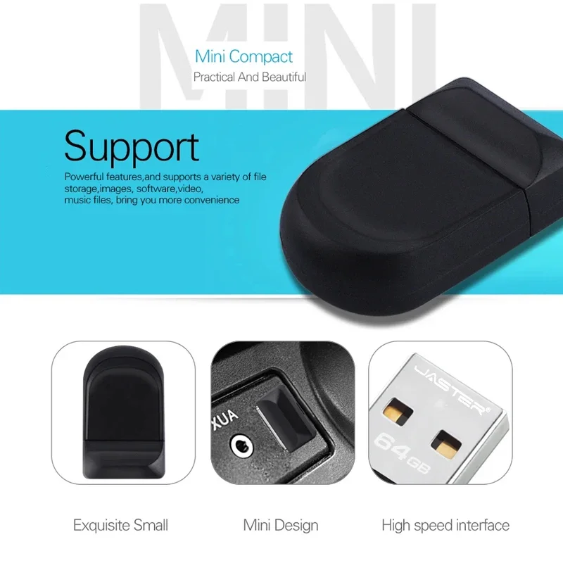 NOWY Super Mini Pendrive USB 128M/256M/1G/2G Wodoodporny USB2.0 Dysk Flash 128GB Praktyczna Pojemność Pendrive Darmowy Brelok 64GB — zdjęcie produktu 4