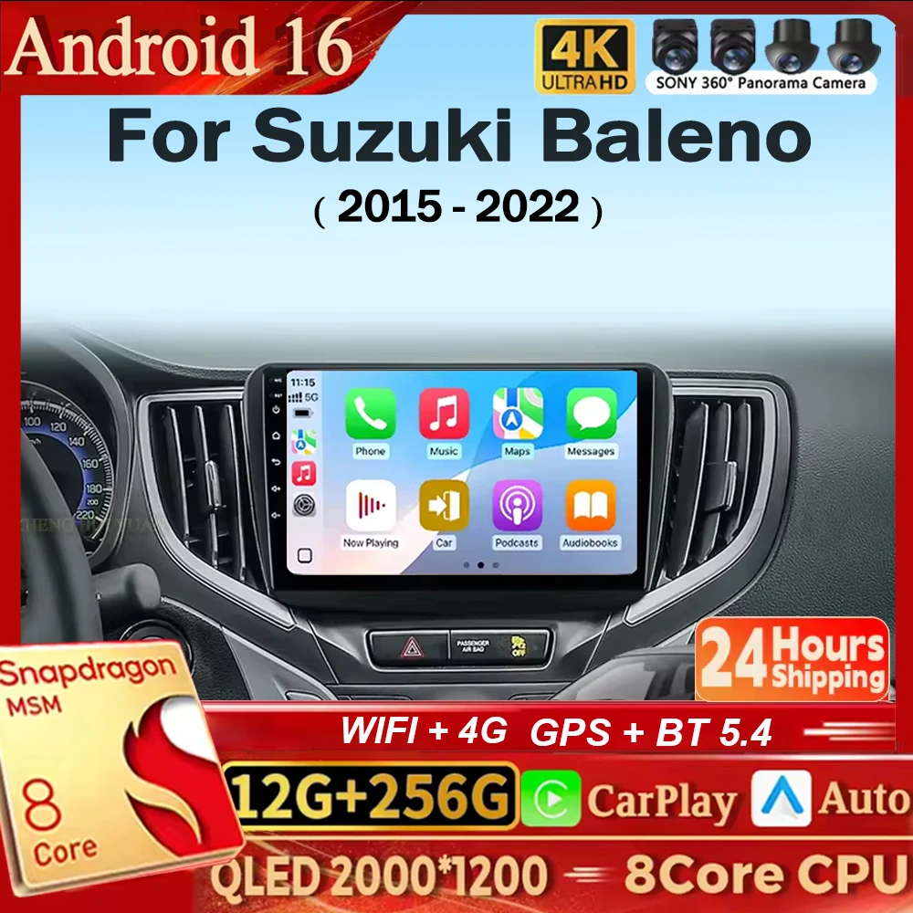 Android 16 For Suzuki Baleno 2015 - 2022 Car Radio Stereo GPS Navigation Multimedia Player Wireless CarPlay&Auto WIFI BT FM