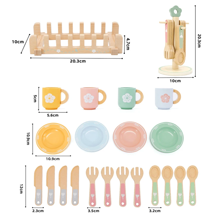 Wooden New Kids Kitchen Toy Set Wood Tableware Set Toy Baby Role Play Educational Cosplay Preschool Toy For Children Gift