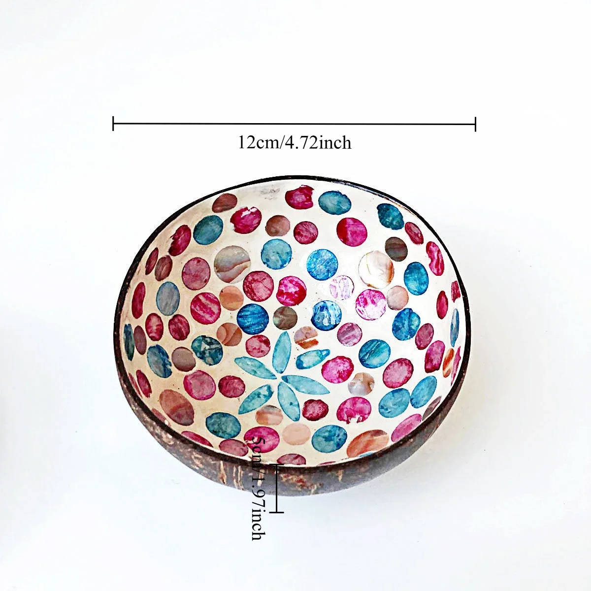 Handmade Alien Coconut Shell Bowl Inlaid Shells Wood Bowl Storage Salad Bowl Foyer Key Storage Tray Home Decoration