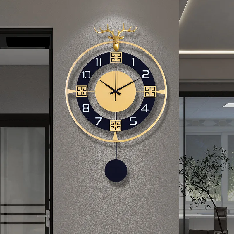

Wall clock living room Nordic creative personality artist home quartz clock silent no punching modern simplicity