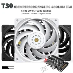 TEUCER T30 컴퓨터 케이스 선풍기 4 핀 PWM 고성능 냉각 시스템 선풍기 120mm FDB 무소음 데스크탑 섀시 팬 PC 액세서리