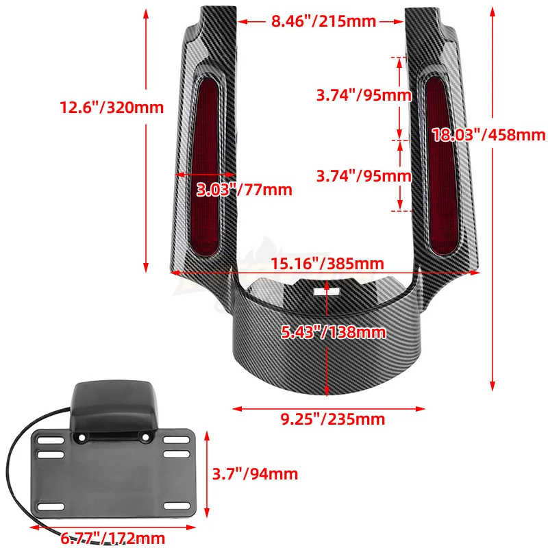 Motorcycle LED Turn Signal Tail Light Rear Fender Extension Fascia Accessories For Harley Touring Electra Street FLTRX 2009-2013