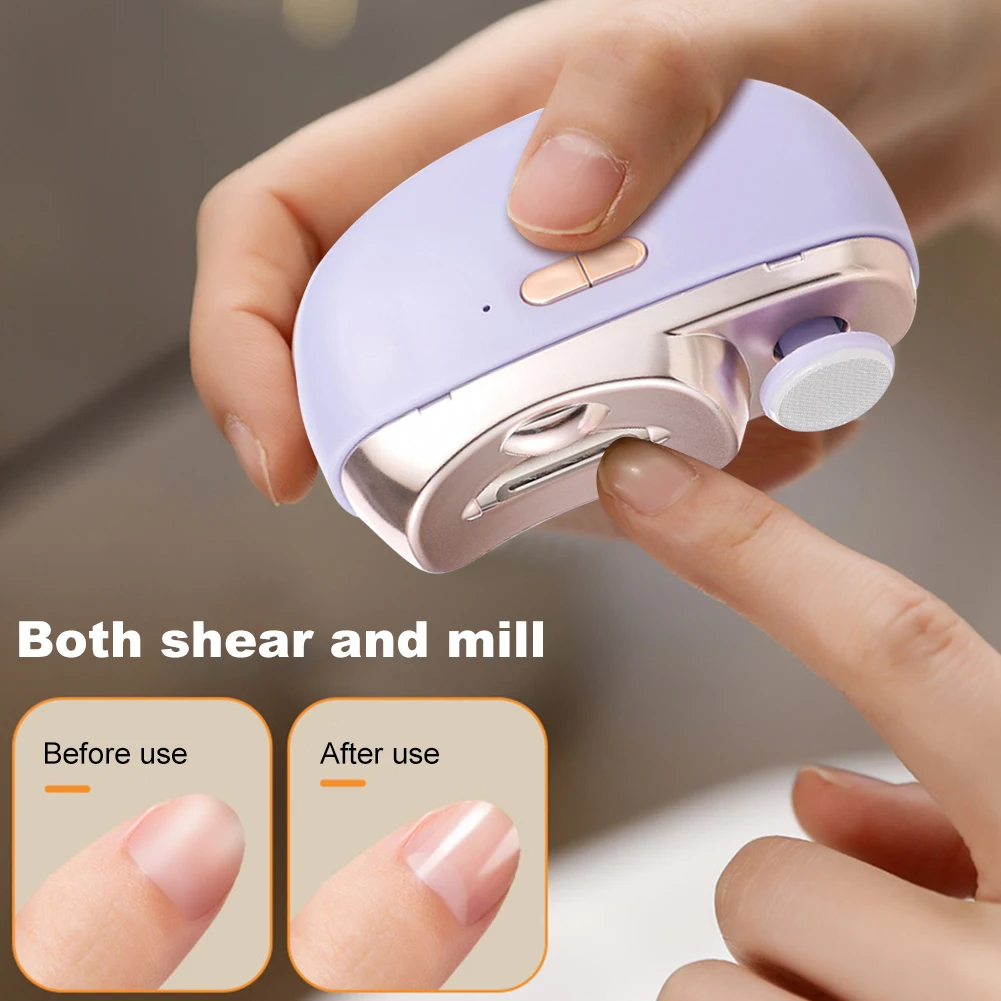 Coupe-ongles électrique automatique de sécurité, rechargeable, avec fonction de ponçage et de polissage, et éclairage intégré, pour enfants et adultes