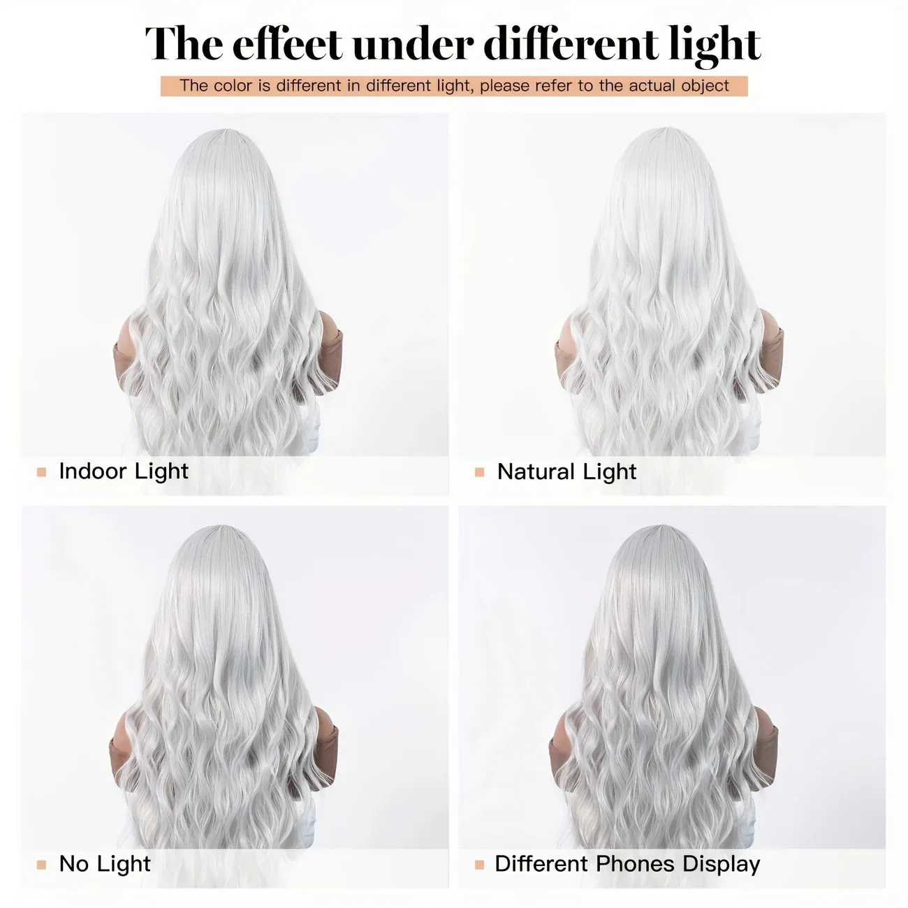 Silver White Medium Large Wave Synthetic Wig