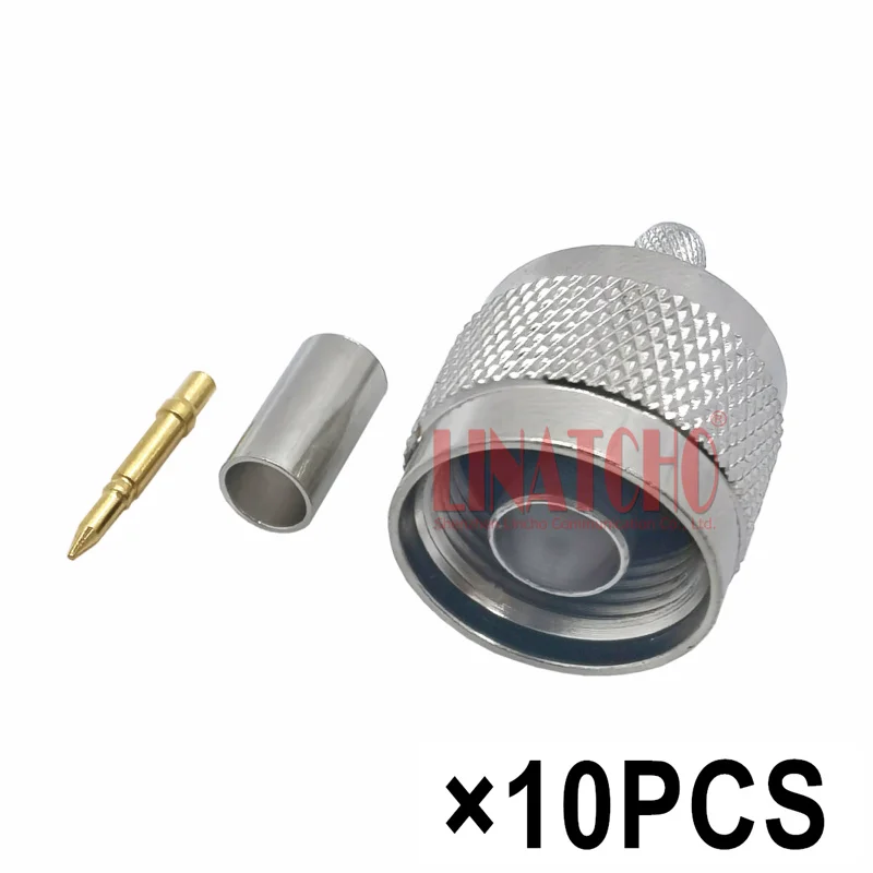 

10PCS RF RG142 RG141 LMR195 3D-FB RG58U Male N Type Plug Crimp Straight N Male Connector
