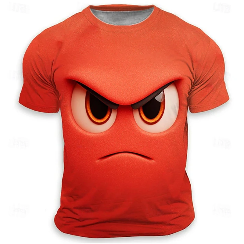 Funny expression Graphic 3D Print T Shirts Fashion Harajuku Men's Clothing 2025 New Streetwear Man T-Shirt Y2k Unisex Tops