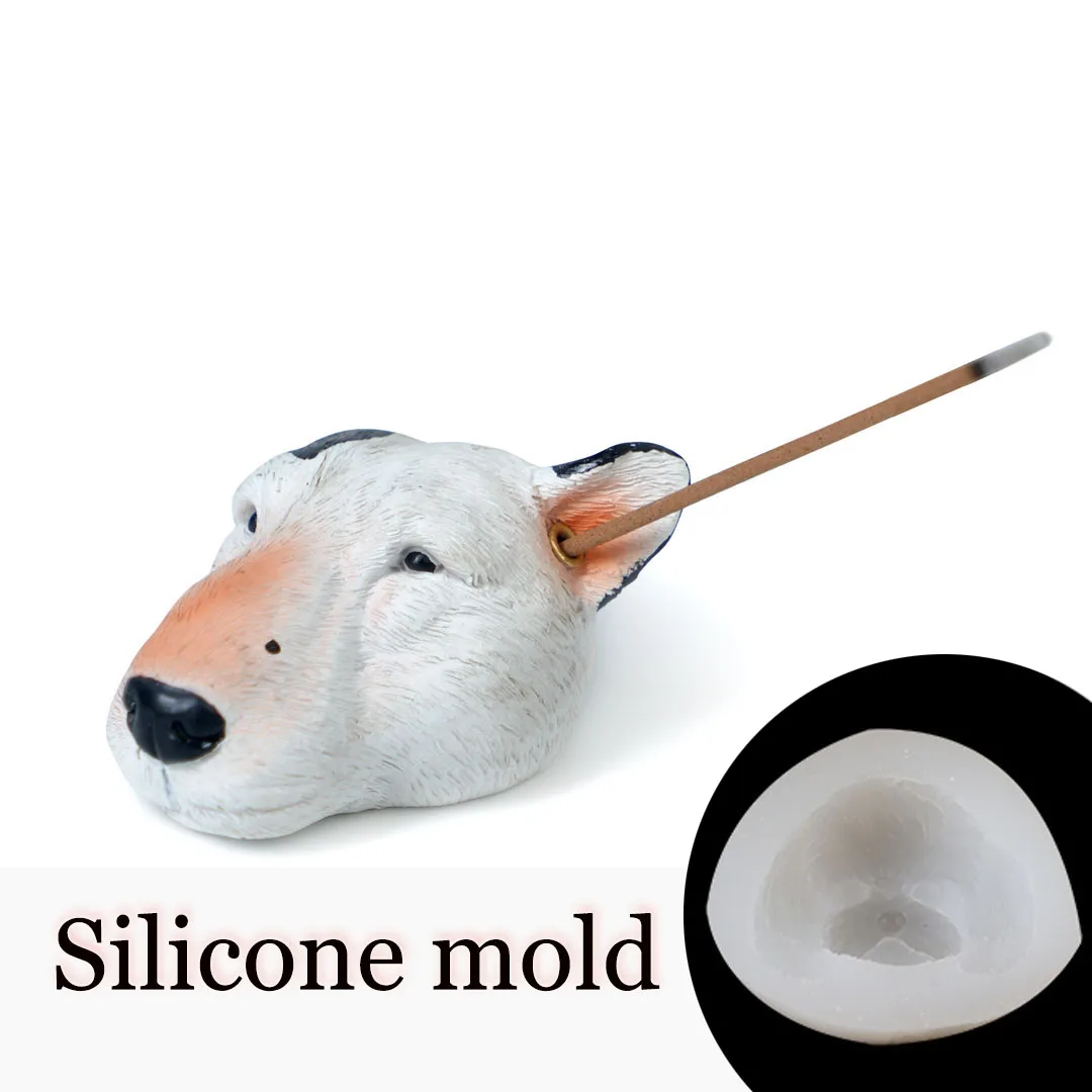 

Bull Terrier Head Silicone Mold Incense Holder for Cement & Plaster, Dog Breed Aroma Stick Stand, Resin Pet Memorial Decor