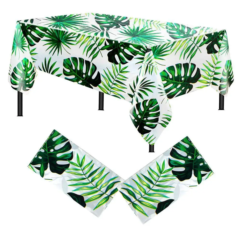 

137x274cm Hawaiian Palm Leaf Tablecloth PEVA Waterproof and Oil Resistant Disposable Tropical Leaf Party Tablecloth