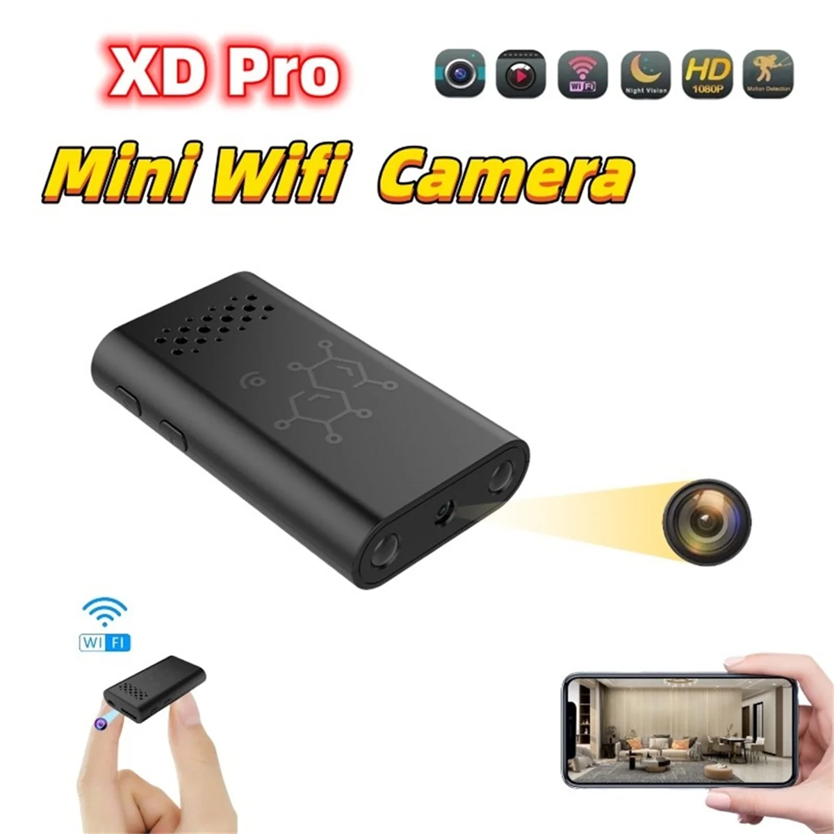 A49T 1080P HD Smallest Mini Camera Wifi Ip Webcam Remote Monitoring Small Camcorders Infrared Night Vision Motion Detection