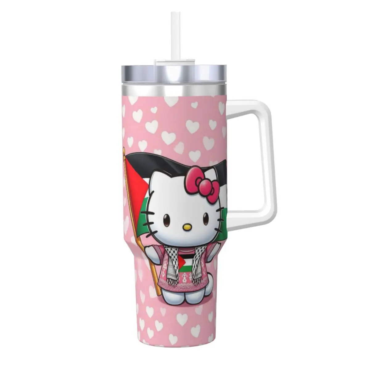

Hello Kitty Palestined Шарф Флаг Стакан Бутылка для холодной и горячей воды Изолированная кофейная кружка из нержавеющей стали Графическая автомобильная кружка для кемпинга
