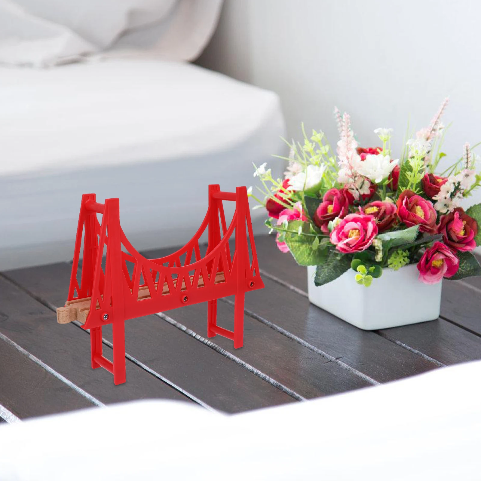 

Wooden Train Track Detachable Bridge Railway Accessories Expandable Design Enhancing Kids Creativity