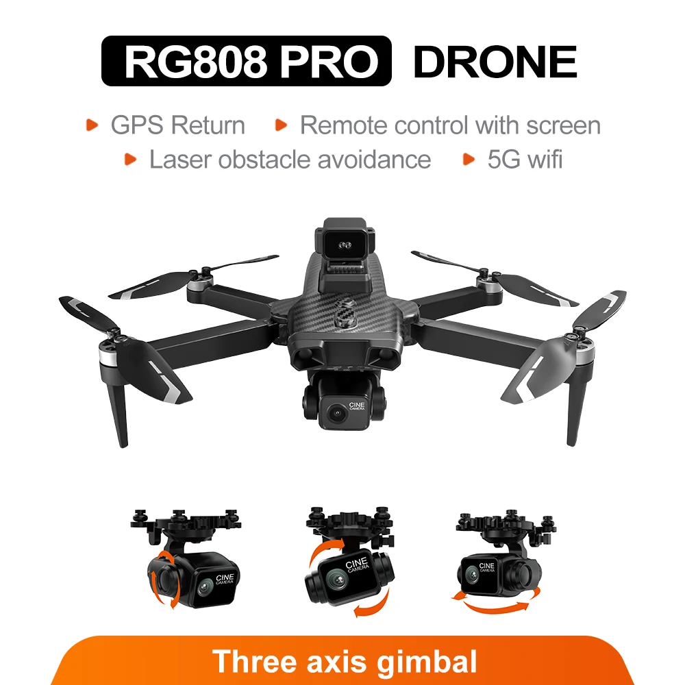 New RG808 Pro Brushless Drone 3-Axis Gimbal With 4.3″ Screen Control Optical Flow laser Obstacle Avoidance Quadcopter Dron Toy