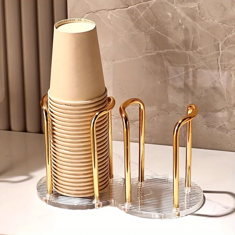 

2025 Hot Selling Light Luxury Paper Cup Holder Disposable Coffee Cup Holder Acrylic Cup Storage Rack Household