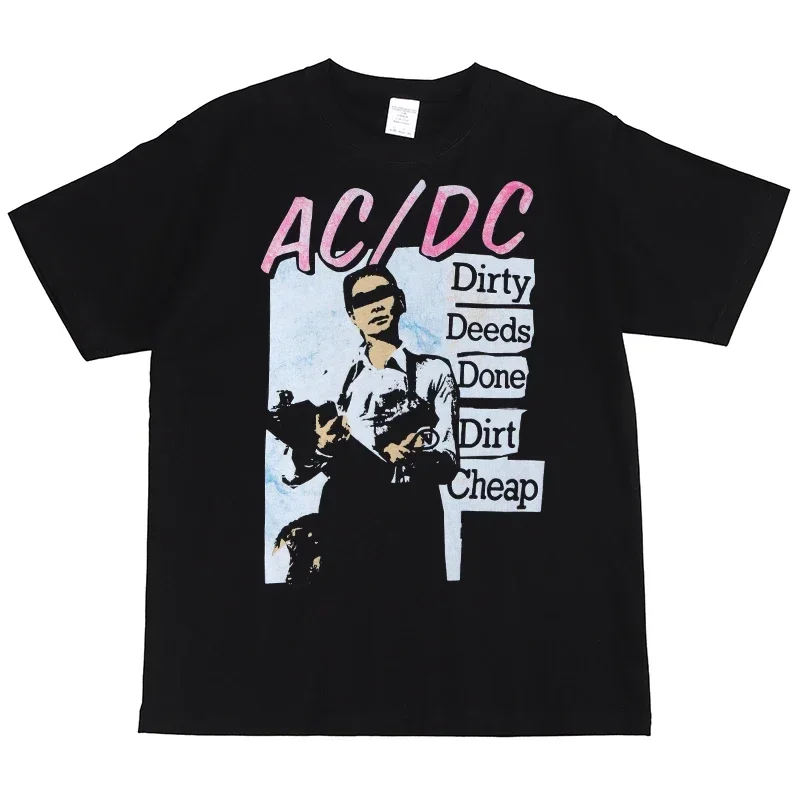 80s Classic AC Print T-shirt DC Men Women Kid Cotton Hip Hop Oversized Tshirt Short Sleeve T Shirt Vintage Top Tee for Fans Gift