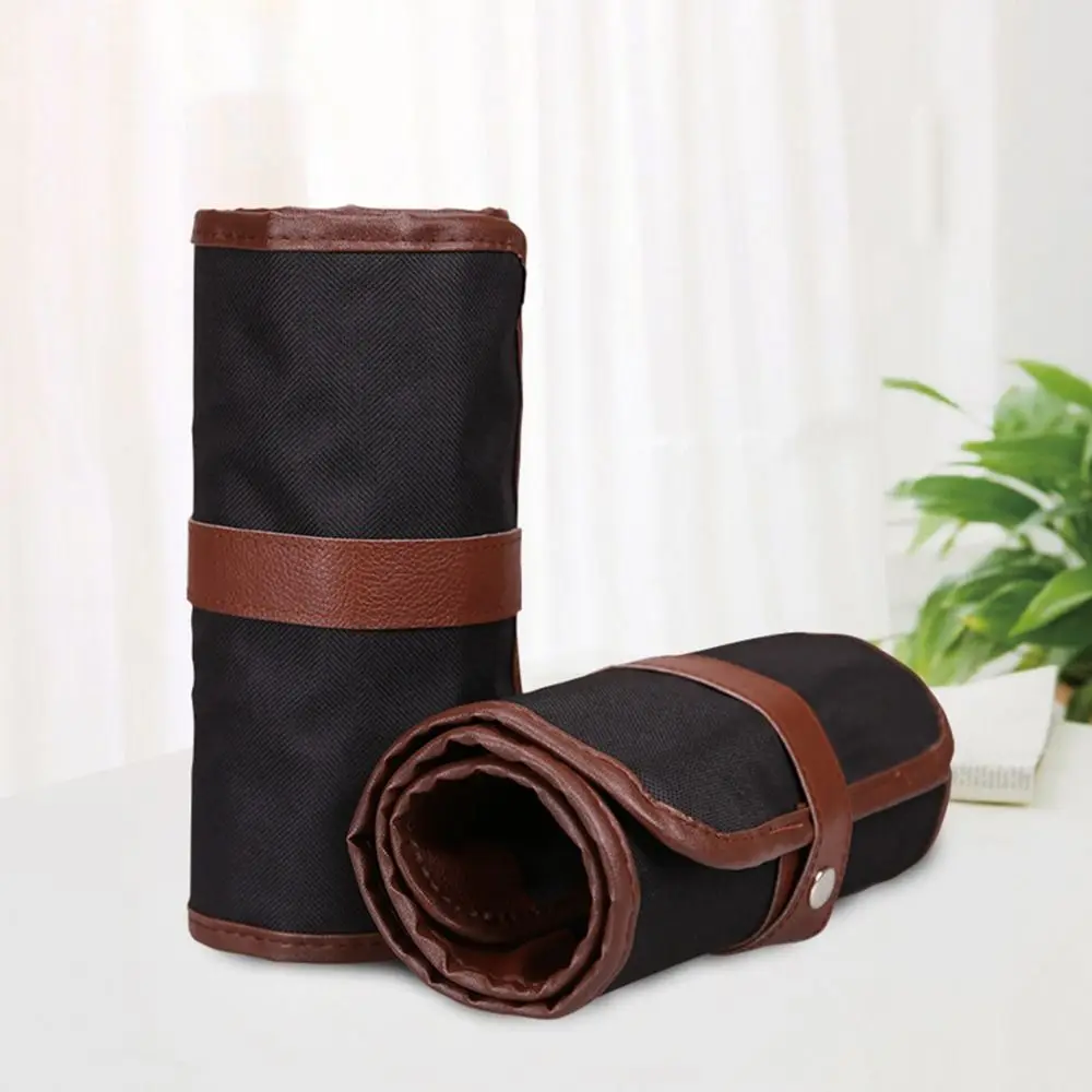 Hot 24/36/48/72 Holes Makeup Wrap Holder Roll Up Pen Bag Thick Canvas Pen Curtain Stationery Organizer School Office Supplies