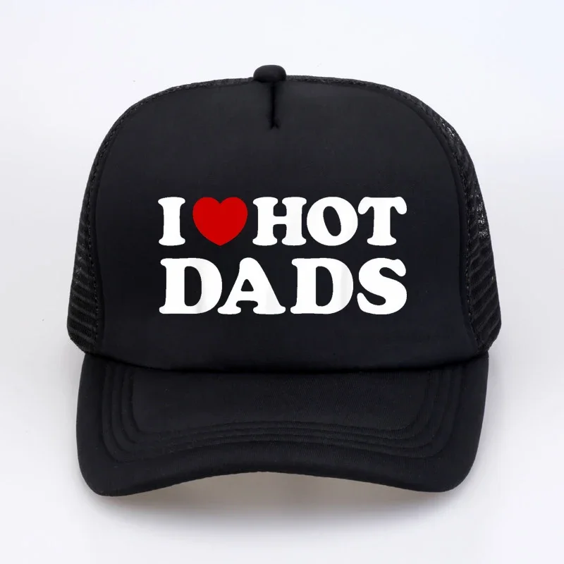 أنا أحب الآباء الساخنة الأحمر القلب الرسم قبعة بيسبول القطن الشارع الشهير البوب أبي قبعة في الهواء الطلق الرجال شبكة قبعات الصيد #3