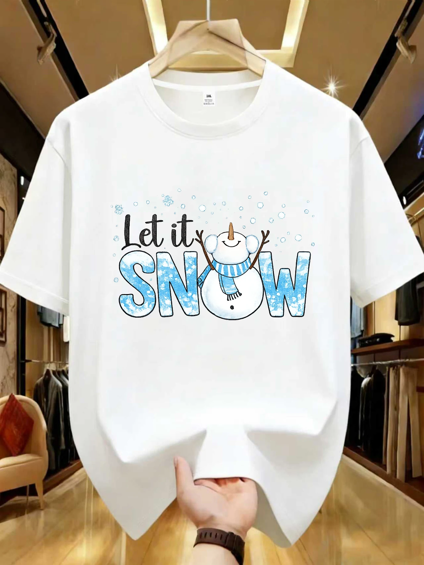 

【WDS01352】Winter Christmas Graphic Plus Size Women's Printed Crew Neck T-Shirt Summer Casual Short Sleeve Top Street Style
