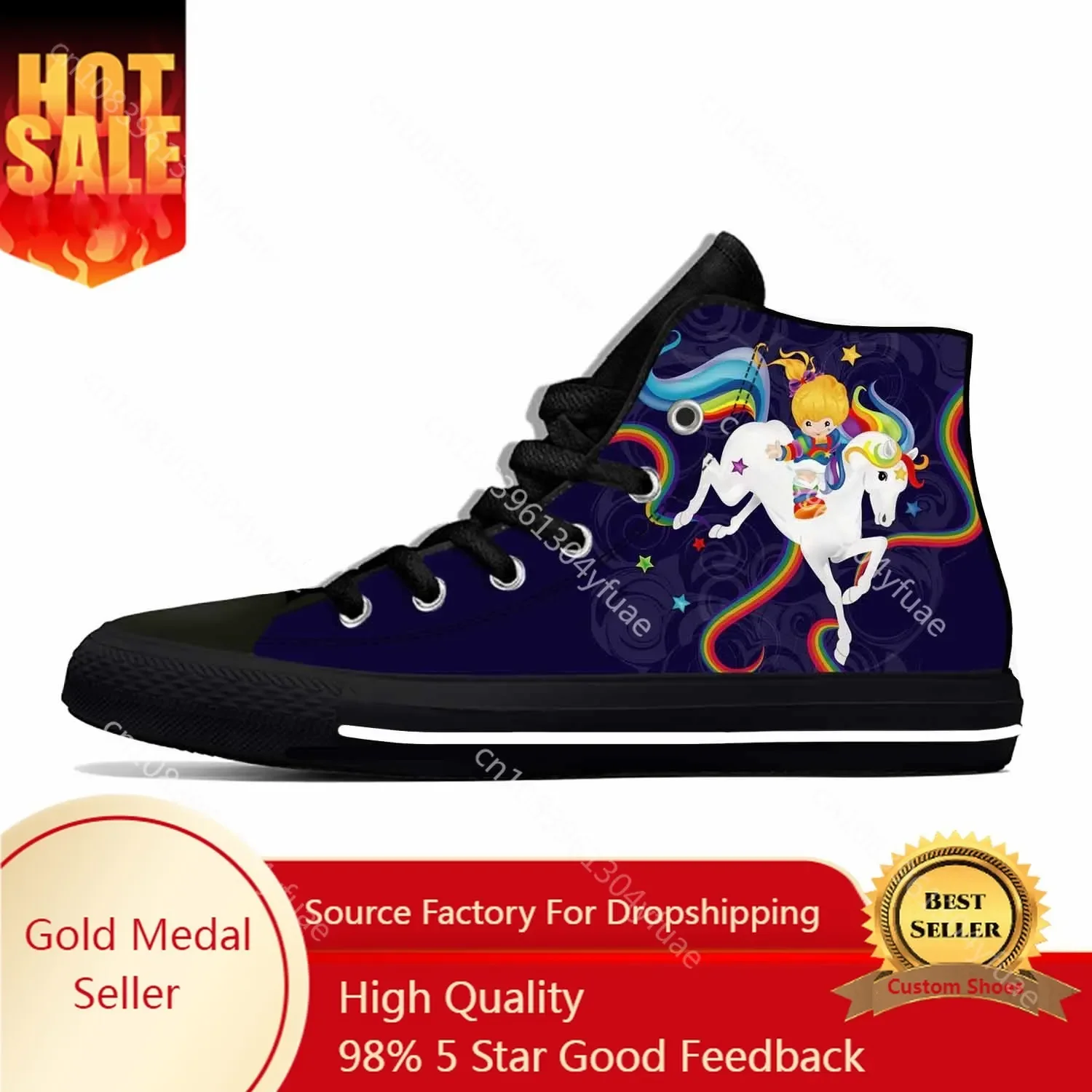 Brite Anime Cartoon Manga Comic Rainbow Fashion Casual Cloth Shoes High Top Lightweight Breathable 3D Print Men Women Sneakers