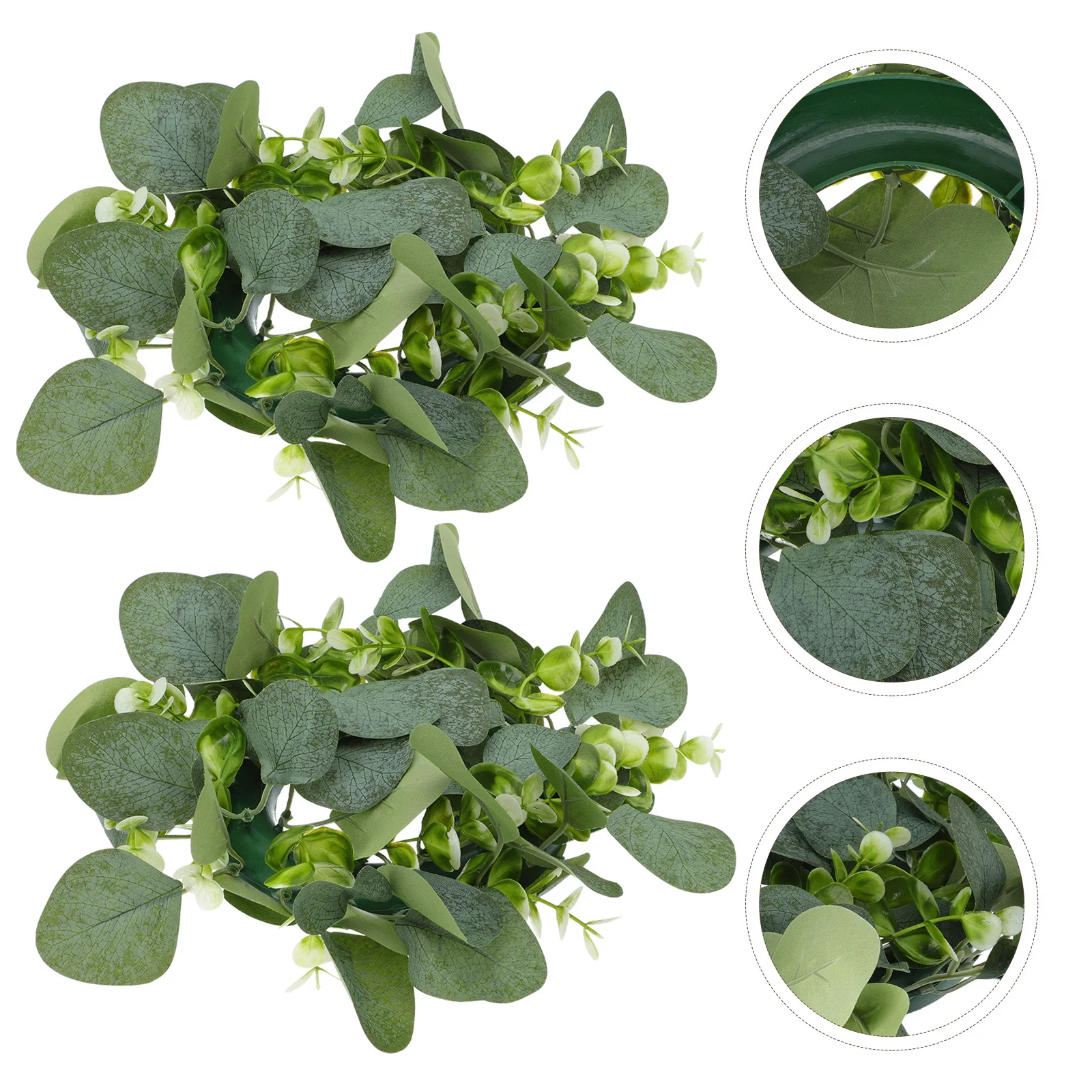 

2Pcs Mini Eucalyptus Artificial Wreath Decor Decorative Adornment Small Stimulation Wreath for Home