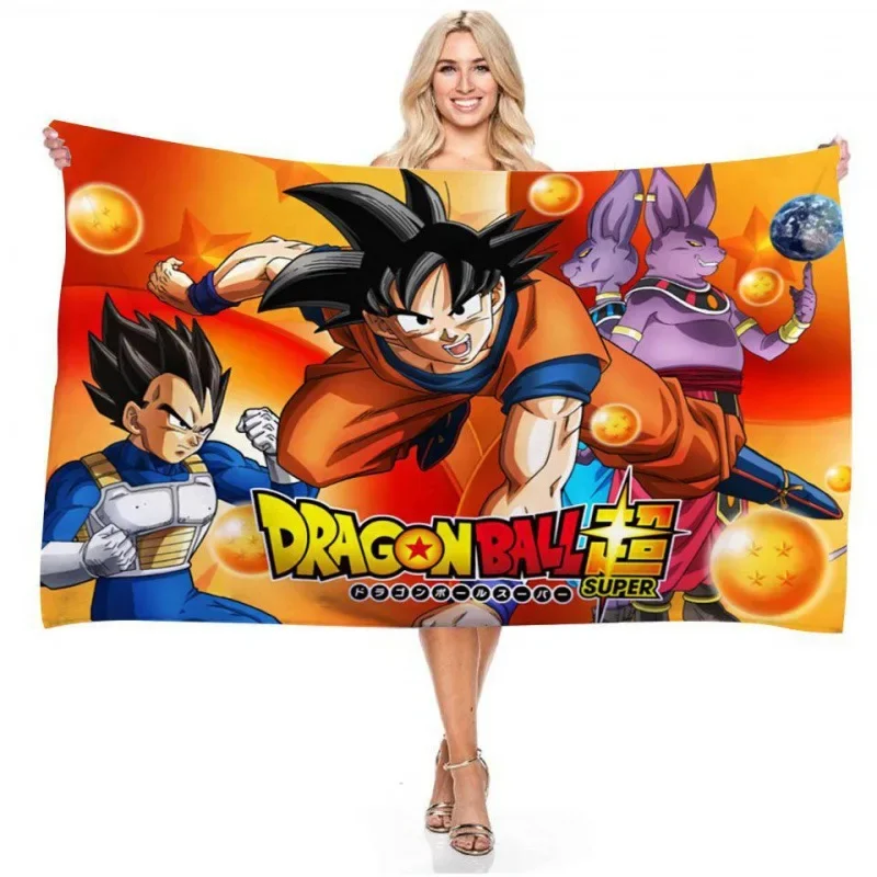 Dragon Ball Z Son-Goku Bath Towel Vegeta Anime Cartoon Shower Beach Towel Blanket 3D Printed Quick Dry Microfiber Washcloth Gift