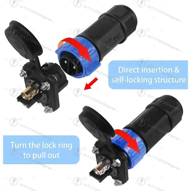 Trolling Motor Plug Set, 12V/24V, 36V/48V For Down Riggers/Fishing Reels Waterproof Marine Boat DC Power Connectors