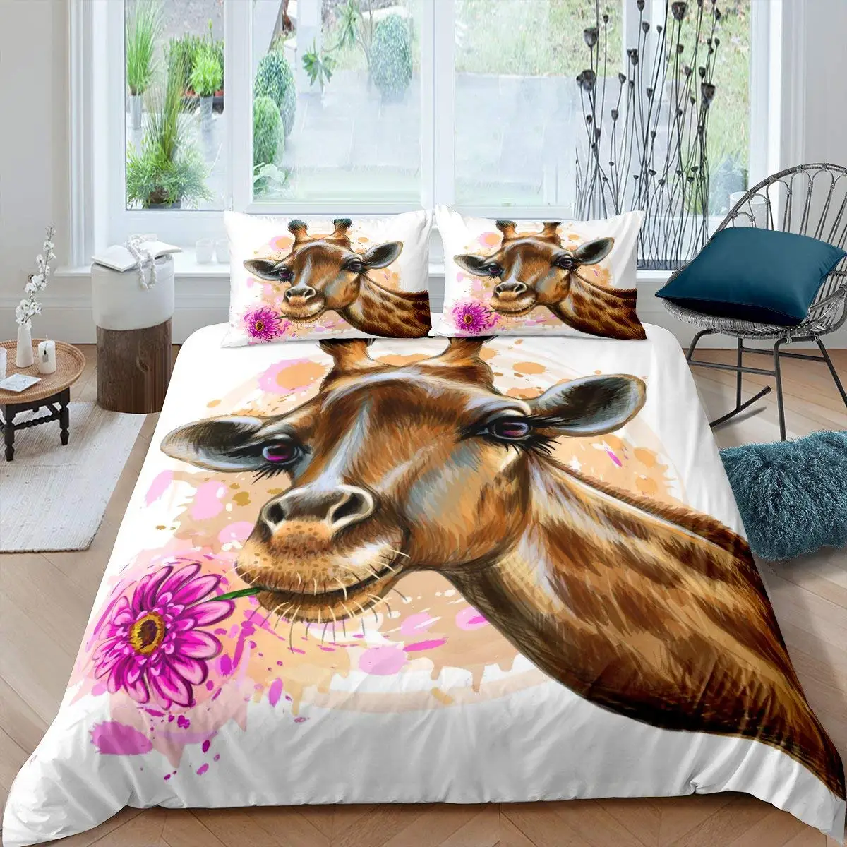 

Wild Animal Giraffe Comforter Set Twin King Size Bedding Set for Kids Adults Decor Comforter Quilt Set with 2 Pillowcase 3Pcs