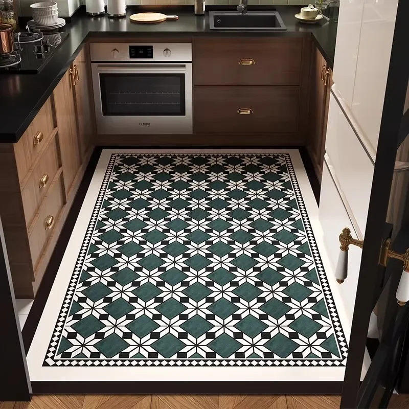Kitchen Floor Mat Pvc Waterproof Leather Carpet Large Foot Mats Non-slip Oil-proof American Style Rug Home Decor Rugs 주방 카펫