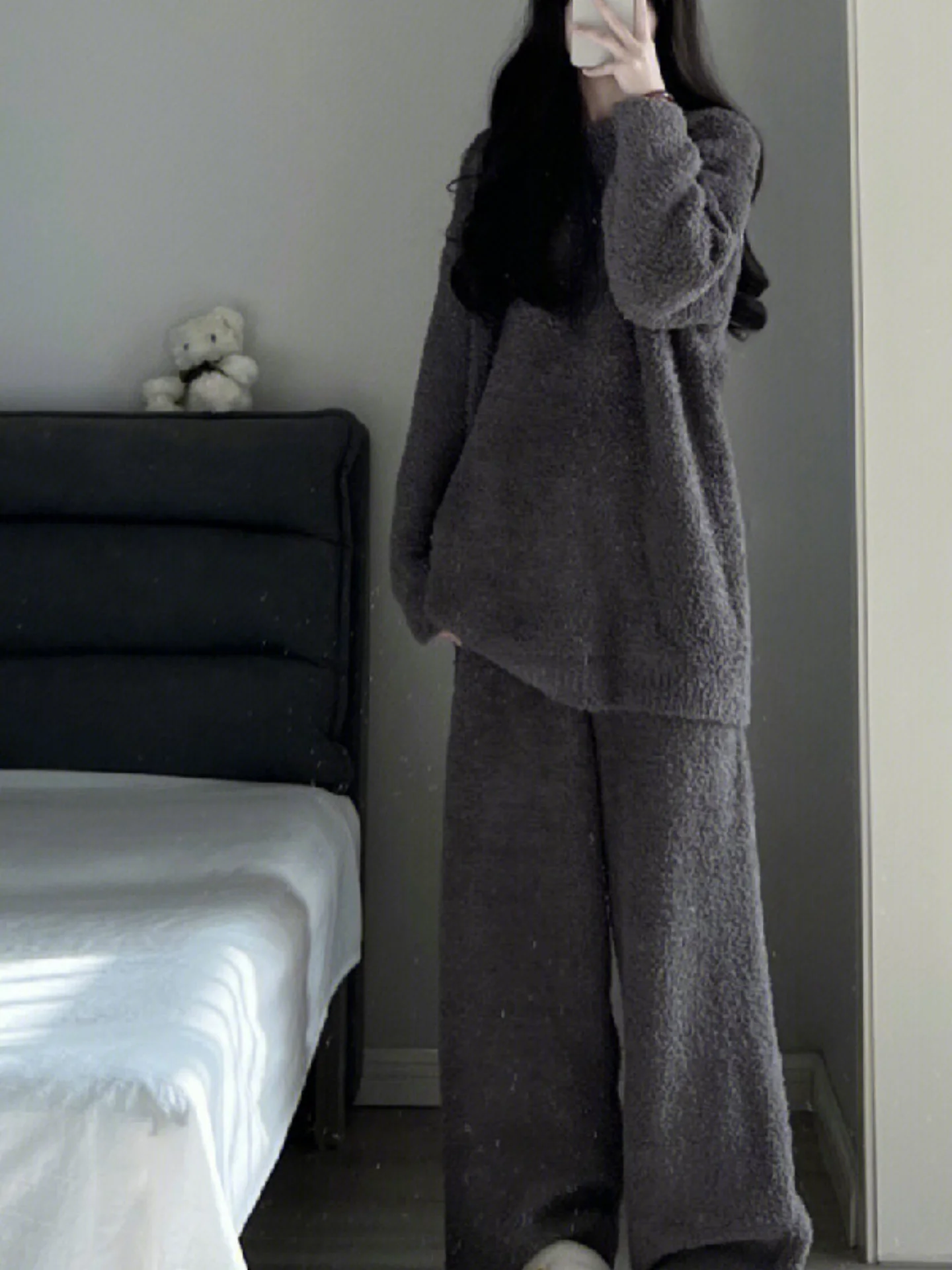 

Thiened f Flannel Spwear Women's Sle Winter Warm Fce Lined Home Clothes New Winter High End Feel Soft Long Sve