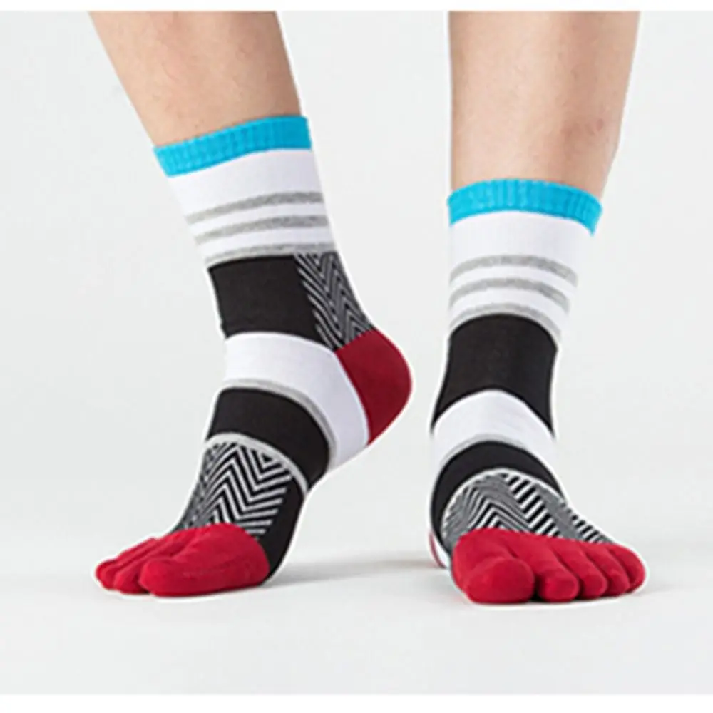 

Fashion Organic Cotton Five Finger Short Socks Bright Color Funny Socks with Toe Stripe Street Young Casual Toe Socks