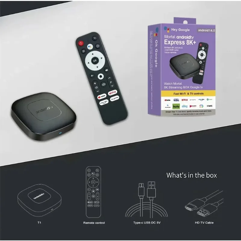 Android13 مسرح منزلي ذكي صندوق التلفزيون AllwinnerH313 Google Assistant Netflix Streaming Bluetooth Media Player 2G16G 2.4G5G Wifi T1
