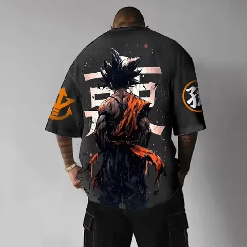 Dragon Ball Z 2025 Zomer Heren Katoenen T-shirt Losse Street Style Anime Afdrukken Super Casual Trend Veelzijdige Ouder-kind Top