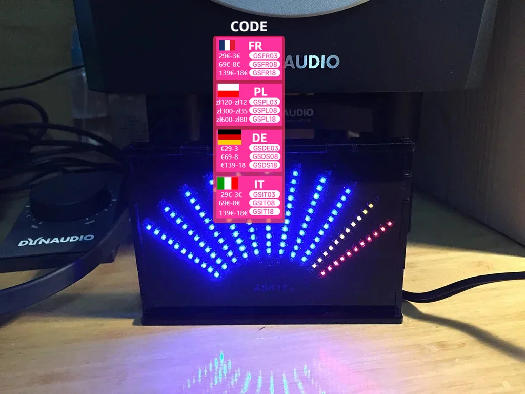 

Music Spectrum Display LED Fan shaped Pointer Level Rhythm Light VU Cube DIY Kit