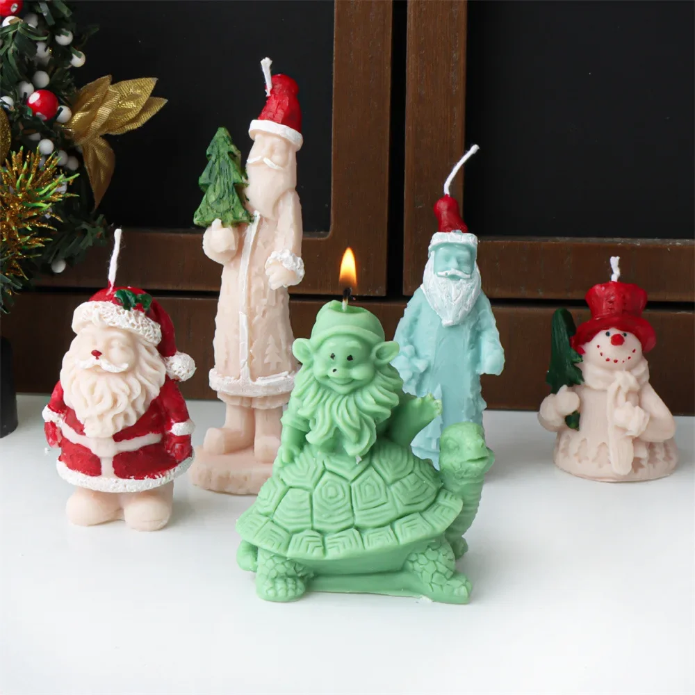 

Christmas Tortoise Santa Claus Silicone Candle Mold Christmas Dwarf Aromatherapy Plaster Resin Mold Home Decoration