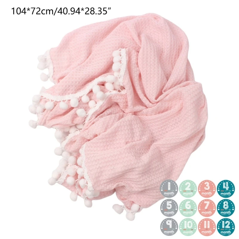 Y1UB Milieuvriendelijke babydoek met kwastjes speelkleed voor baby's Wafelgebreid