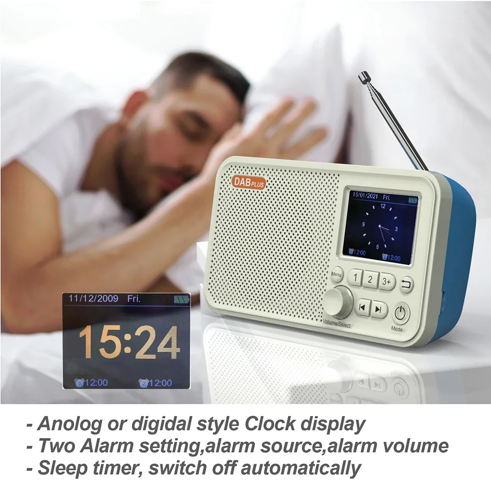 C10 Radio Portable Radio LCD Screen Alarm Clock DAB DAB+ FM Bluetooth-compatible Broadcasting Radio Supports TF Card MP3 Player