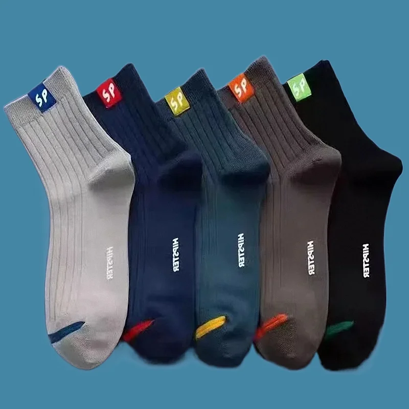 Chaussettes mi-longues respirantes en coton pour hommes, chaussettes décontractées polyvalentes, chaussettes de sport anti-odeur, absorbant la transpiration, nouveau, 5/10 paires