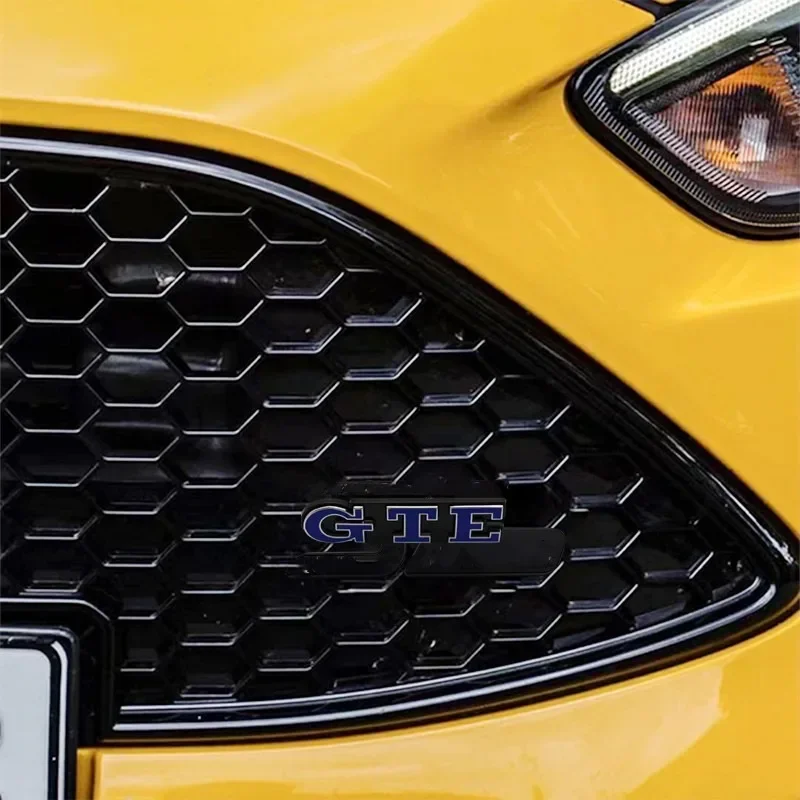 3D Metal Blue GTE Letter Rear Trunk Front Grille Car Emblem Badge Sticker Decal For VW Golf 7 GTE MK7 5 7.5 8 Passat Accessories